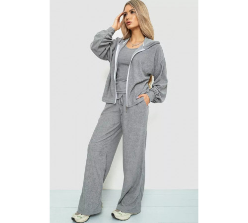 Спорт костюм жіночий махровий трійка, колір сірий, 102R5250