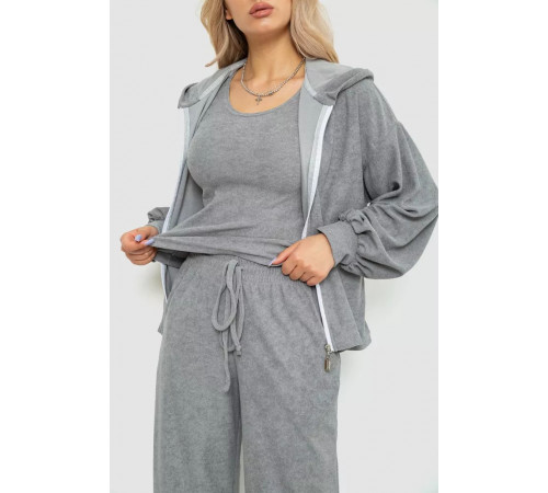 Спорт костюм жіночий махровий трійка, колір сірий, 102R5250
