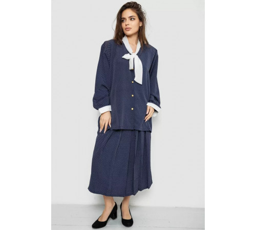 Костюм жіночий класичний у горох, колір синьо-білий, 167R3002