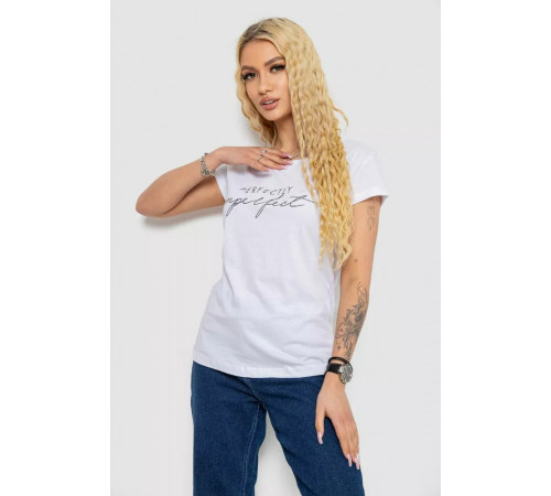 Футболка жіноча з принтом, колір білий, 244R2208-1