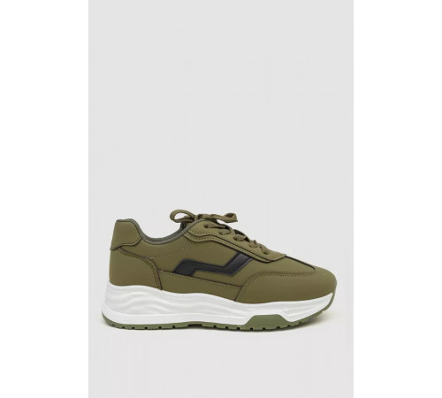 Кросівки жіночі екошкіра, колір хакі, 243R186-131