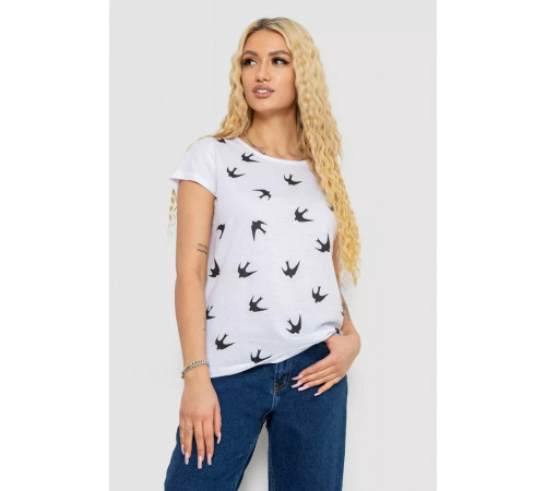 Футболка жіноча з принтом, колір білий, 244R2214