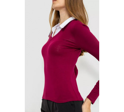 Жіночий лонгслів з коміром, колір бордовий, 186R308