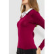 Жіночий лонгслів з коміром, колір бордовий, 186R308