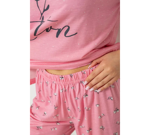 Піжама жіноча з принтом, колір рожевий, 243R7062