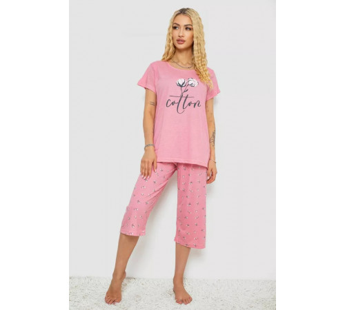 Піжама жіноча з принтом, колір рожевий, 243R7062