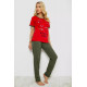 Піжама жіноча з принтом, колір червоний, 243R20265