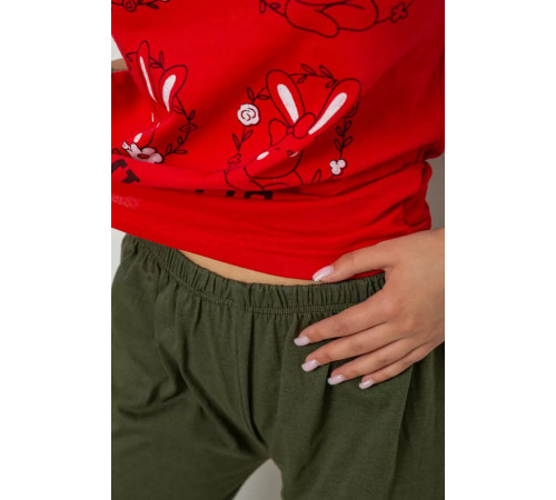Піжама жіноча з принтом, колір червоний, 243R20265