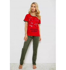 Піжама жіноча з принтом, колір червоний, 243R20265