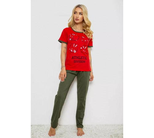 Піжама жіноча з принтом, колір червоний, 243R20265