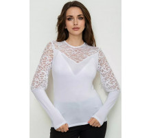 Тонкий жіночий лонгслів, колір білий, 186R621