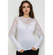 Тонкий жіночий лонгслів, колір білий, 186R621