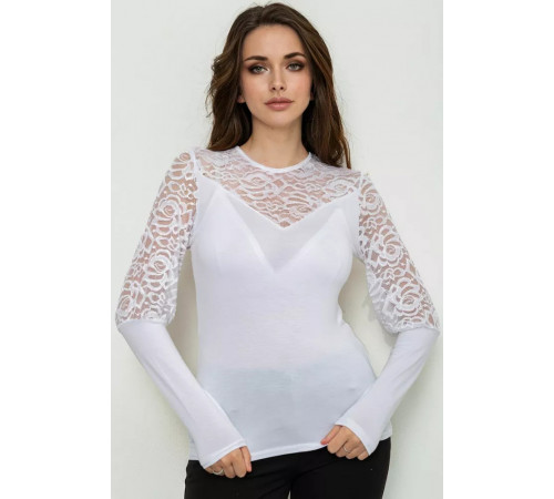 Тонкий жіночий лонгслів, колір білий, 186R621