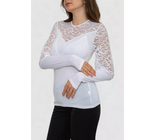 Тонкий жіночий лонгслів, колір білий, 186R621