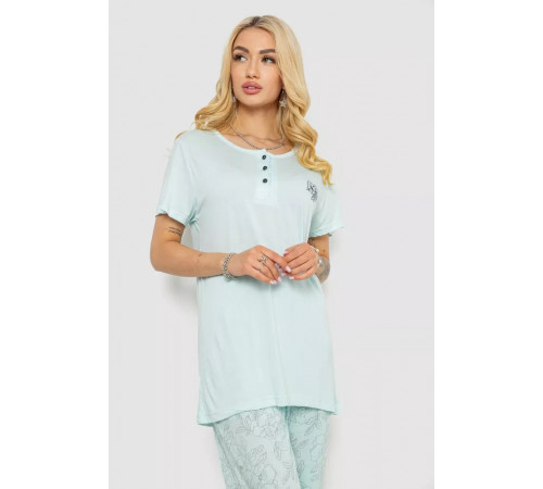 Піжама жіноча з принтом, колір м'ятний, 243R6623