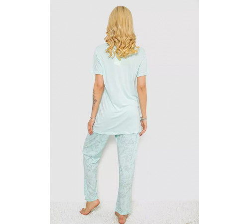 Піжама жіноча з принтом, колір м'ятний, 243R6623