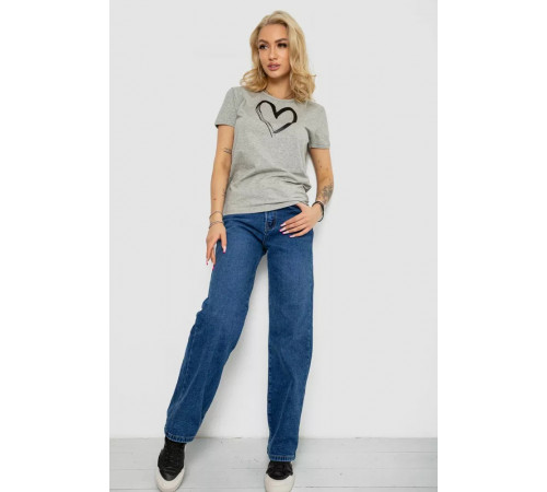Футболка жіноча з принтом 238R01623, колір сірий, 238R01623-1