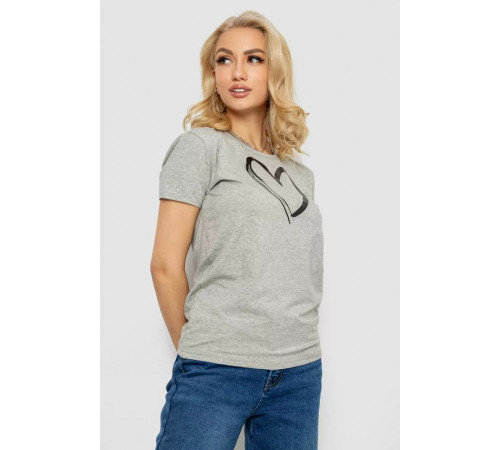 Футболка жіноча з принтом 238R01623, колір сірий, 238R01623-1