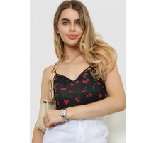 Майка жіноча з квітковим принтом, колір чорний, 244R180