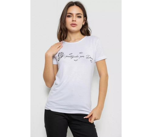 Футболка жіноча з принтом, колір білий, 244R508