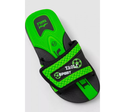 Шлепанцы резиновые для мальчиков, цвет черно-салатовый, 243R9001C-16