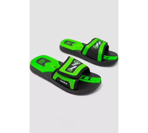 Шлепанцы резиновые для мальчиков, цвет черно-салатовый, 243R9001C-16