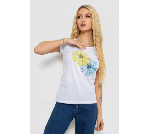 Футболка жіноча з принтом, колір білий, 244R2215