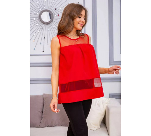 Літня шифонова блуза, з сіткою червоного кольору, 172R015
