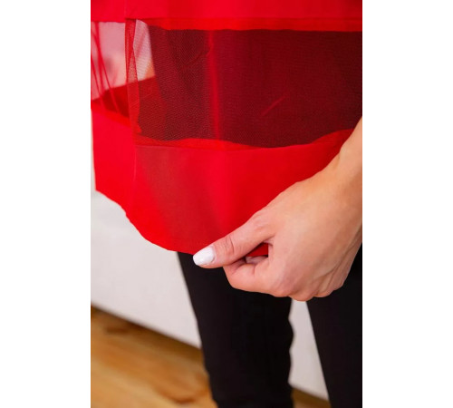 Літня шифонова блуза, з сіткою червоного кольору, 172R015