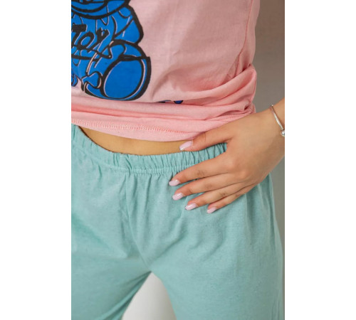 Піжама жіноча з принтом, колір рожевий, 243R30022