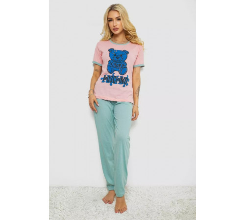 Піжама жіноча з принтом, колір рожевий, 243R30022