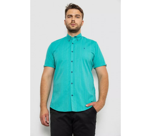 Рубашка мужская в клетку, цвет бирюзовый, 214R4564-3