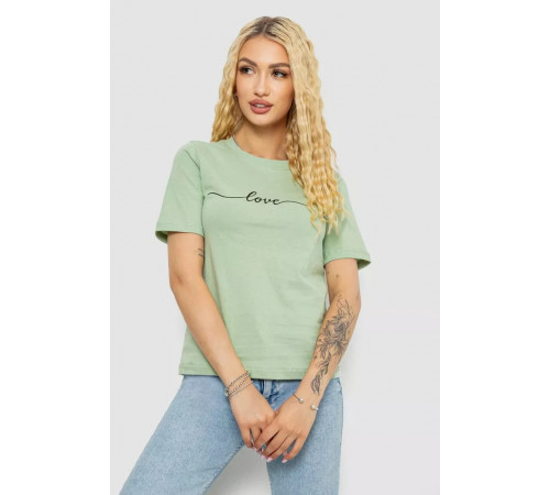 Женская футболка с принтом, цвет оливковый, 241R133.