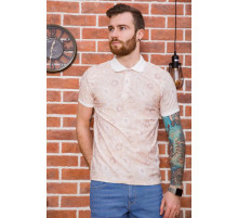 Чоловіче поло, в квітковий принт, бежевого кольору, 194R2120