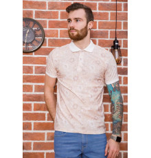 Чоловіче поло, в квітковий принт, бежевого кольору, 194R2120