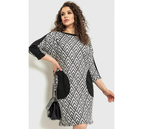 Сукня класична, колір чорно-білий, 183R701