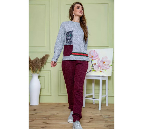 Ангоровий жіночий костюм, сіро-бордового кольору, 172R1228