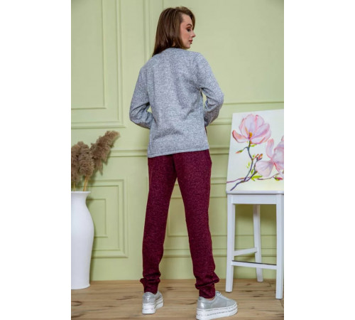 Ангоровий жіночий костюм, сіро-бордового кольору, 172R1228