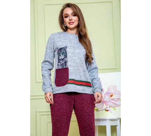 Ангоровий жіночий костюм, сіро-бордового кольору, 172R1228