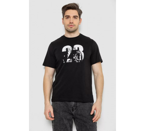 Мужская футболка с принтом, цвет черный, 241R1906