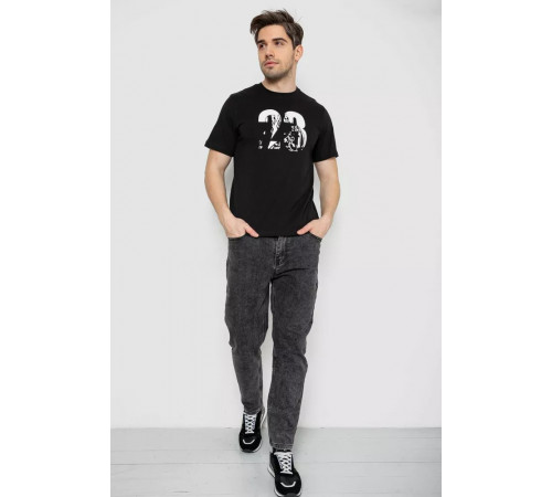Мужская футболка с принтом, цвет черный, 241R1906