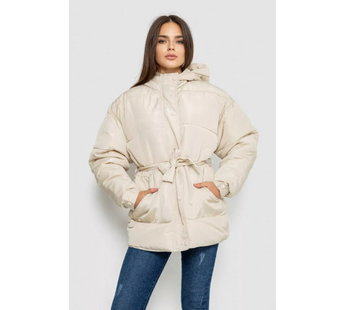 Куртка женская демисезонная с поясом, цвет светло-бежевый, 207R005.