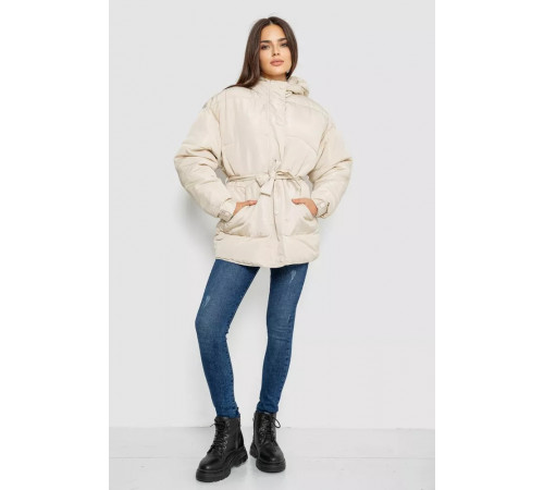 Куртка женская демисезонная с поясом, цвет светло-бежевый, 207R005.