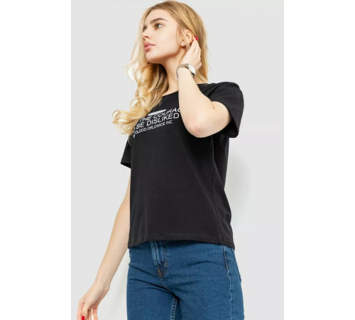 Женская футболка с принтом, цвет черный, 221R3006