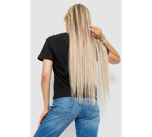 Футболка жіноча з принтом, колір чорний, 221R3009