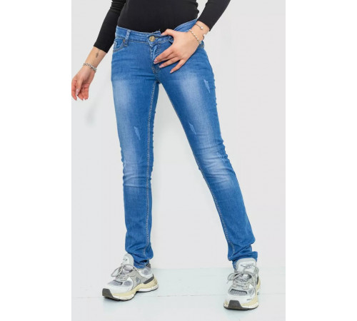 Джинси жіночі з потертостями, колір синій, 244RKL3305