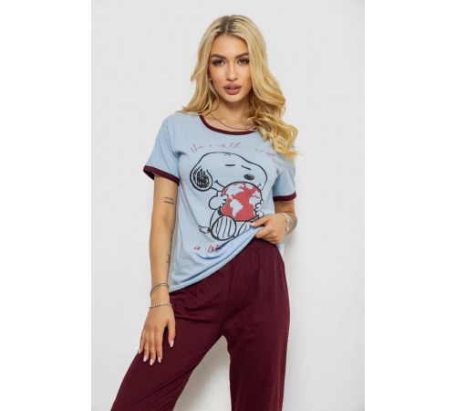 Женская пижама с принтом, цвет голубой, 243R20260