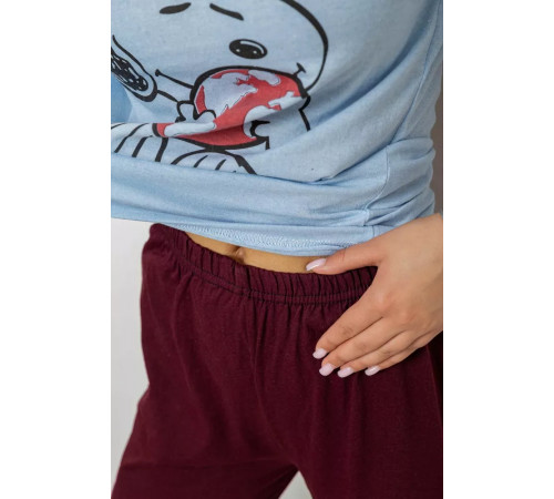 Женская пижама с принтом, цвет голубой, 243R20260