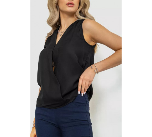 Блуза без рукавов шифон, цвет черный, 244R061