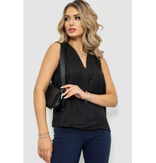 Блуза без рукавів шифон, колір чорний, 244R061